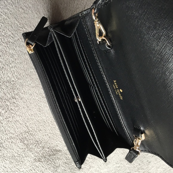 KATE SPADE Black Laurel Way Jeweled Crossbody Bag Clutch Wallet Removable strap - Picture 8 of 8